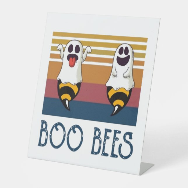 Boo Bees Couple Ghost Halloween shirt Pedestal Sign (Front)