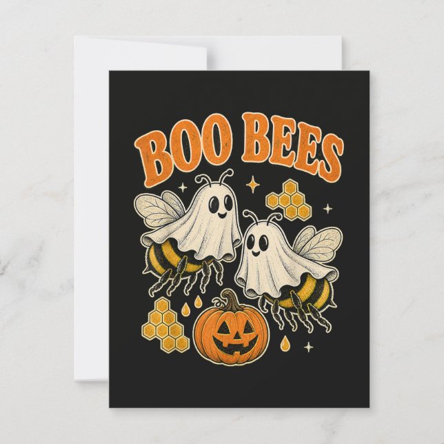 Boo Bees Funny Ghost Bee Pun Cute Halloween Invitation (Front)