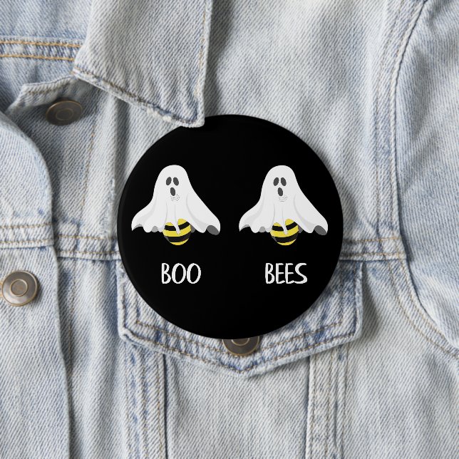 Boo Bees Ghost Humour Halloween 10 Cm Round Badge (In Situ)