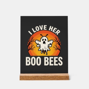 Boo Bees Halloween Ghost Bee Funny Design_1 Acrylic Sign