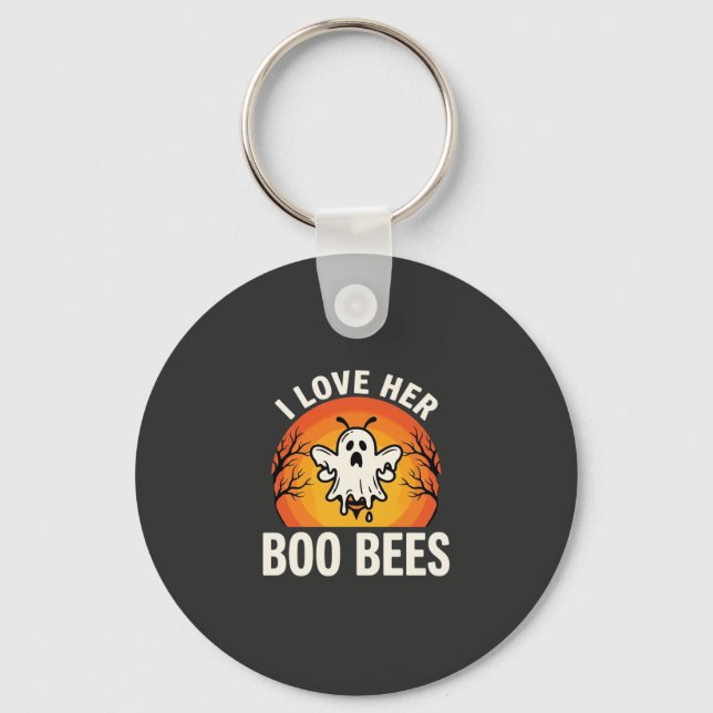 Boo Bees Halloween Ghost Bee Funny Design_1 Key Ring (Front)