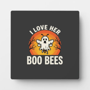 Boo Bees Halloween Ghost Bee Funny Design_1 Plaque