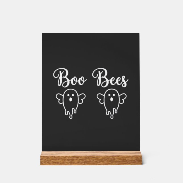 Boo Bees Halloween Ghost Design Acrylic Sign (Front)