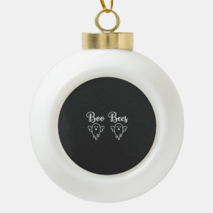 Boo Bees Halloween Ghost Design Ceramic Ball Christmas Ornament