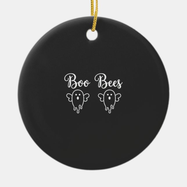 Boo Bees Halloween Ghost Design Ceramic Tree Decoration (Front)