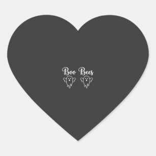 Boo Bees Halloween Ghost Design Heart Sticker