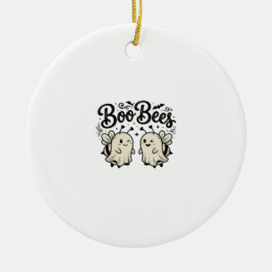 Boo Bees Vintage Halloween Ghost Bee Design_1 Ceramic Tree Decoration