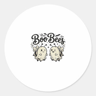 Boo Bees Vintage Halloween Ghost Bee Design_1 Classic Round Sticker