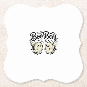 Boo Bees Vintage Halloween Ghost Bee Design_1 Paper Coaster