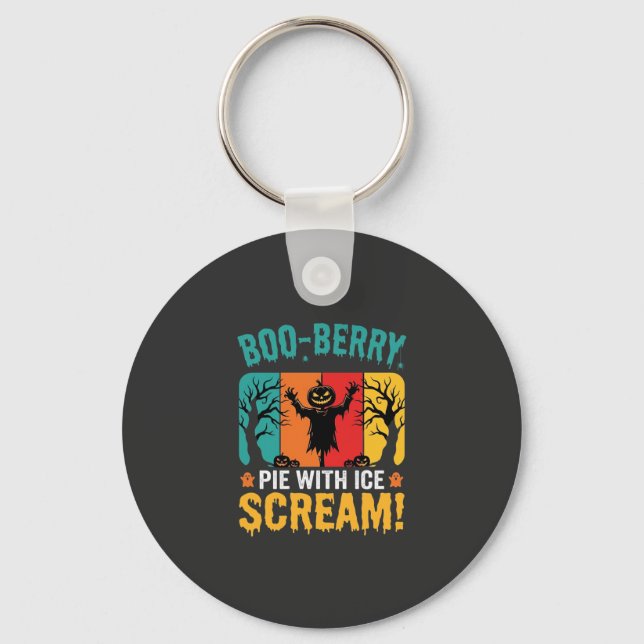 Boo-Berry Pie Halloween Ice Scream Design Key Ring (Front)
