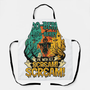 Boo Berry Pie Ice Scream Pumpkin Scarecrow Hallowe Apron
