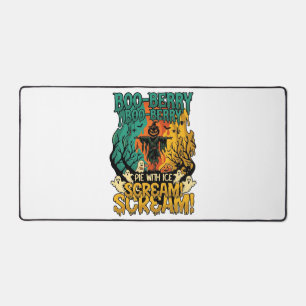 Boo Berry Pie Ice Scream Pumpkin Scarecrow Hallowe Desk Mat
