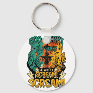 Boo Berry Pie Ice Scream Pumpkin Scarecrow Hallowe Key Ring