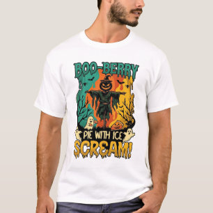 Boo Berry Pie Ice Scream Pumpkin Scarecrow Hallowe T-Shirt
