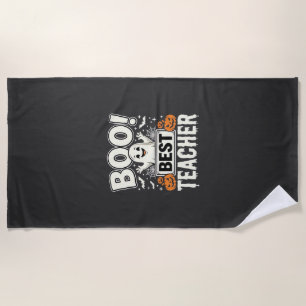 Boo Best Teacher Halloween Ghost Design_1 Beach Towel