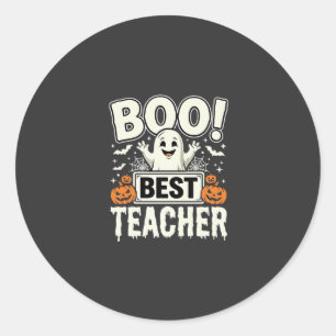 Boo Best Teacher Halloween Ghost Design_1 Classic Round Sticker