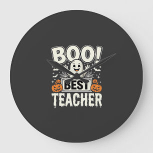 Boo Best Teacher Halloween Ghost Design_1 Large Clock