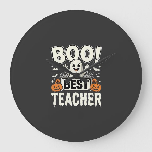 Boo Best Teacher Halloween Ghost Design_1 Large Clock (Front)