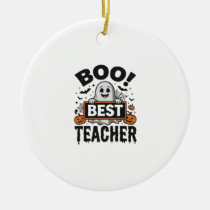 Boo Best Teacher Vintage Halloween Teacher Design_ Ceramic Tree Decoration