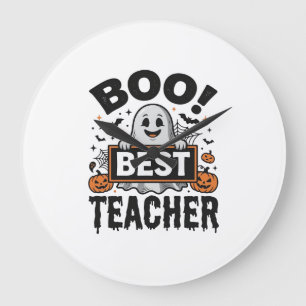 Boo Best Teacher Vintage Halloween Teacher Design_ Large Clock