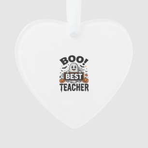 Boo Best Teacher Vintage Halloween Teacher Design_ Ornament
