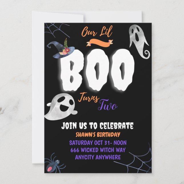 Boo Birthday Invitation Card (Front)