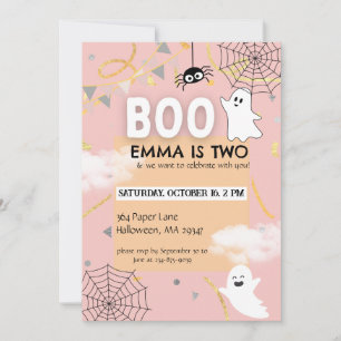 Boo Birthday Theme Halloween Fall Girl Birthday Invitation