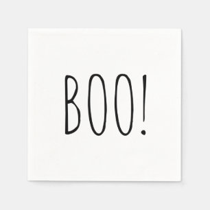 Boo. Black and white minimalist Halloween party Napkin
