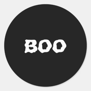 Boo black and white spooky Halloween Classic Round Sticker