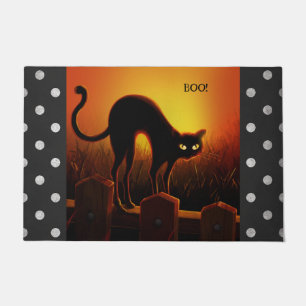 Boo! Black Cat Door Mat