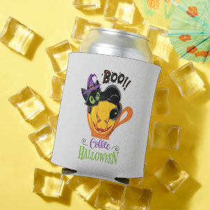 Boo Black Cat, Scary Pumpkin Coffee Halloween Can Cooler