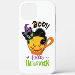 Boo Black Cat, Scary Pumpkin Coffee Halloween iPhone 12 Pro Max Case