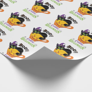 Boo Black Cat, Scary Pumpkin Coffee Halloween Wrapping Paper