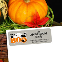 Boo Black Cats and Bats Halloween Return Address