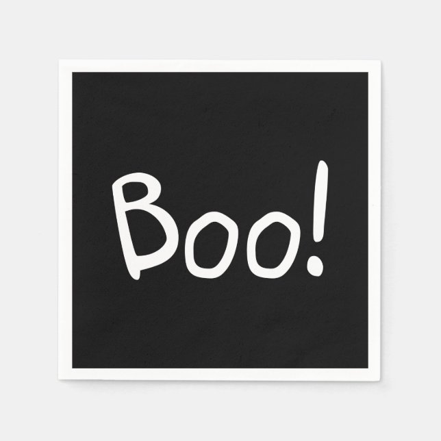 Boo black cute handwritten typography Halloween Napkin (Front)