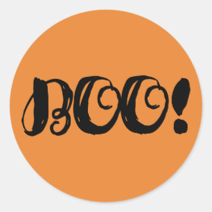 BOO! Black Halloween Party Trick or Treat Favour Classic Round Sticker