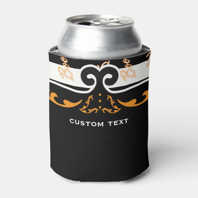 Boo! Black & Orange Halloween Party Can Cooler (Can Front)