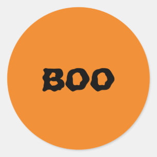 Boo black & orange spooky Halloween  Classic Round Sticker