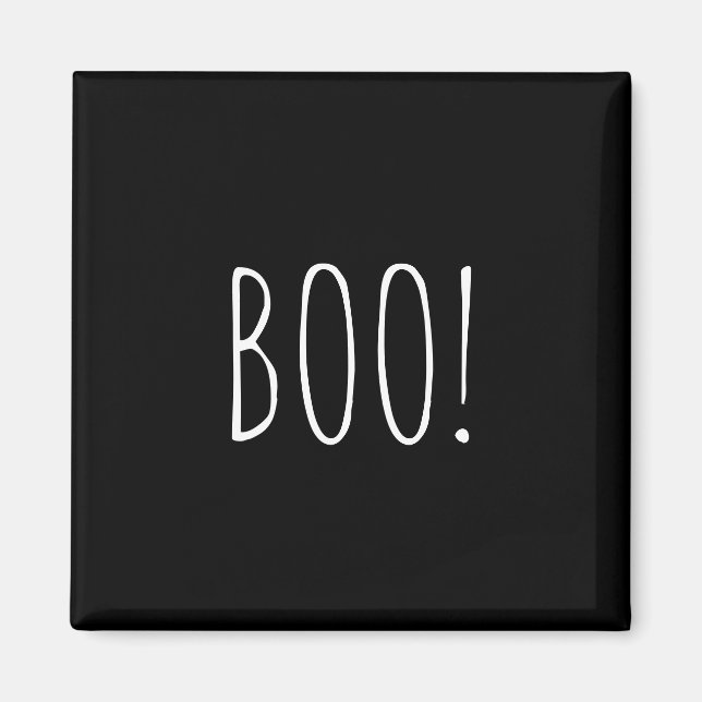 Boo black simple typography funny cute Halloween Magnet (Front)