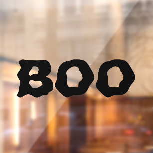 Boo black spooky scary funny typography Halloween Window Cling