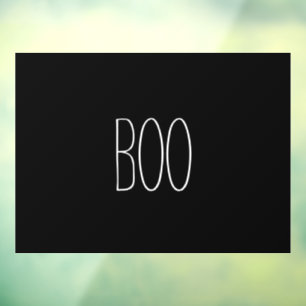 Boo black white spooky handwritten Halloween decor Window Cling