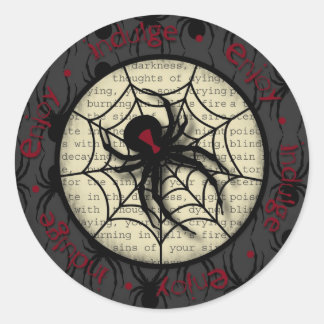 Boo Black Widow Spider & Creepy Text for Halloween Classic Round Sticker