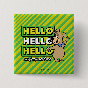 Boo-Boo Bear Hello Hello Hello From Jellystone 15 Cm Square Badge