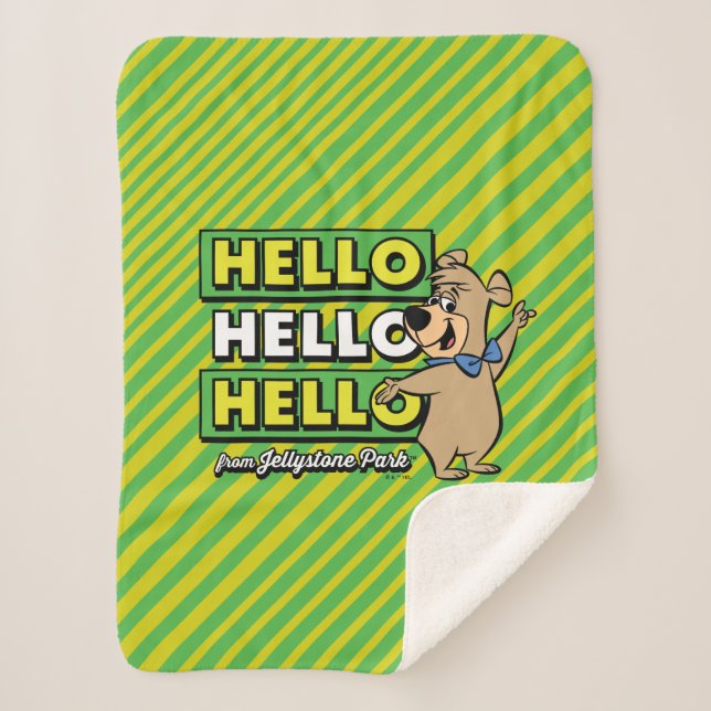 Boo-Boo Bear Hello Hello Hello From Jellystone Sherpa Blanket (Front)