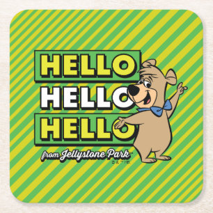 Boo-Boo Bear Hello Hello Hello From Jellystone Square Paper Coaster