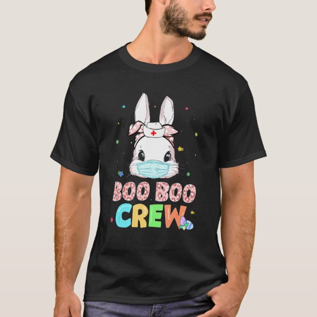 Boo Boo Crew Bunny Nurse Easter Rabbit Face Mask N T-Shirt (Front)