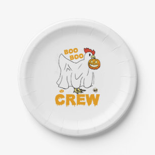 Boo boo crew chicken funny halloween paper plate