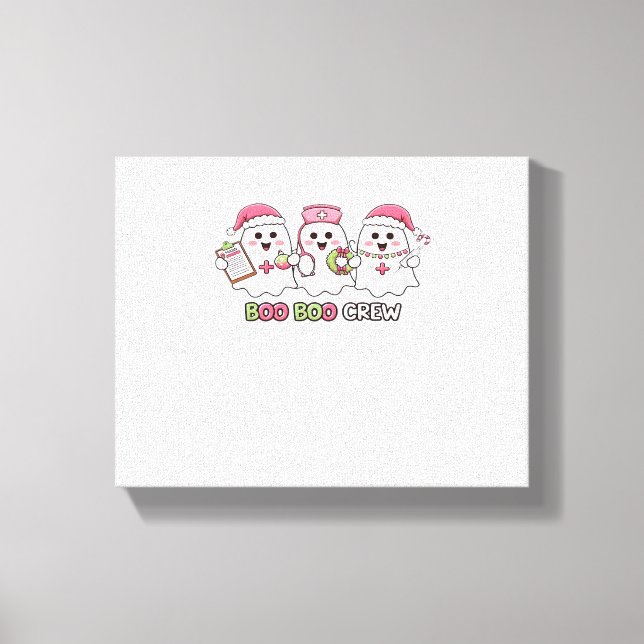 Boo Boo Crew Christmas, Ghost Nurse Oversized T-Sh Canvas Print (Front)