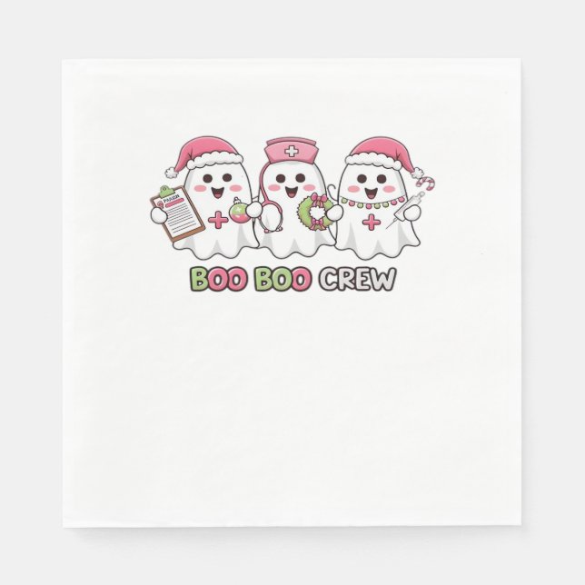 Boo Boo Crew Christmas, Ghost Nurse Oversized T-Sh Napkin (Front)
