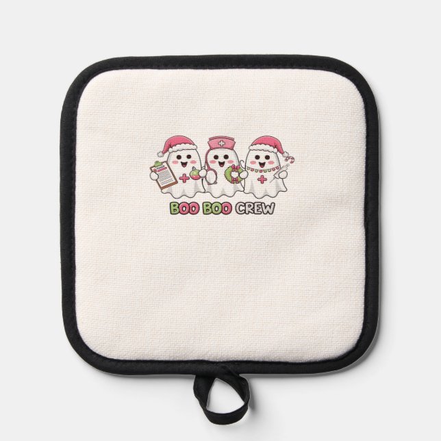 Boo Boo Crew Christmas, Ghost Nurse Oversized T-Sh Pot Holder (Front)